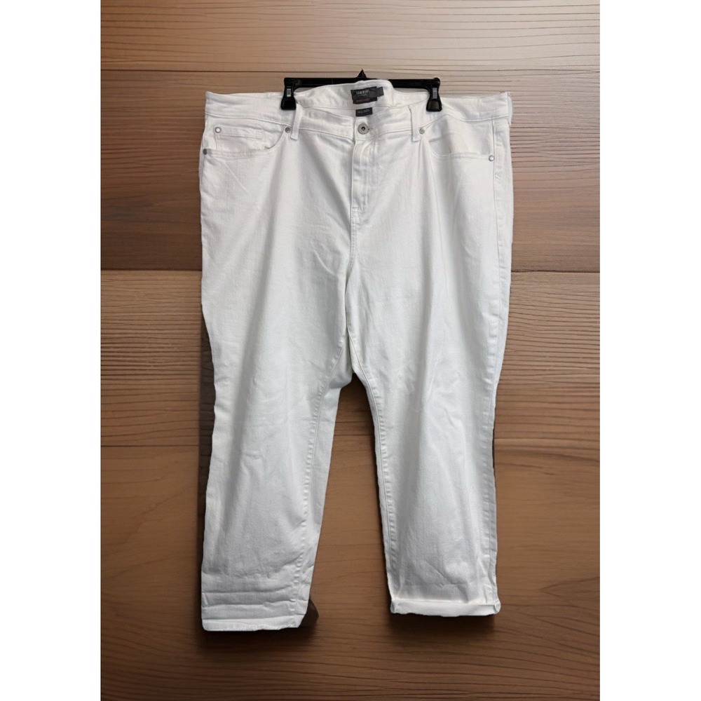 Torrid Boyfriend Straight Vintage Stretch‎ Jeans Womens 28R White 50X30 Raw Edge
